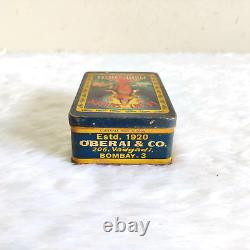 1940s Vintage Oberai & Co. Goddess Laxmi Saffron Advertising Tin Box Rare TN317