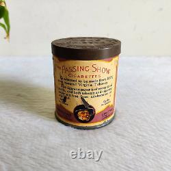 1940s Vintage Passing Show Cigarette Advertising Tin Box London Round Rare CG79