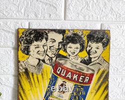 1940s Vintage Quaker Oats Tin Sign Board Advertisement Rare Memorabilia TS661