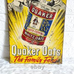 1940s Vintage Quaker Oats Tin Sign Board Advertisement Rare Memorabilia TS661