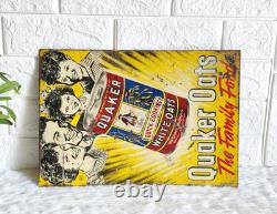 1940s Vintage Quaker Oats Tin Sign Board Advertisement Rare Memorabilia TS661