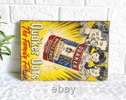 1940s Vintage Quaker Oats Tin Sign Board Advertisement Rare Memorabilia TS661