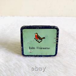 1940s Vintage Rare Reckitt & Colman Robin Ultramarine Advertising Litho Tin Box
