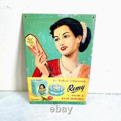 1940s Vintage Remy Snow & Face Powder Advertising Aluminium Rare Sign Board S84