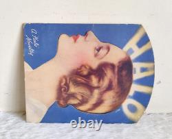 1940s Vintage Unique Die Cut Halo Shampoo Advertising Cardboard Sign Rare CB881