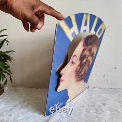 1940s Vintage Unique Die Cut Halo Shampoo Advertising Cardboard Sign Rare CB881