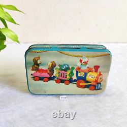 1950s Vintage Circus Toy Train Graphics Nutrine Confectionery Tin Box Rare TB178