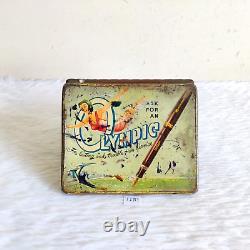 1950s Vintage Olympic Fountain Pens Advertising Tin Box Collectible Rare TI127