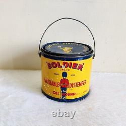 1950s Vintage Soldier Brand Distemper Advertising Litho Tin Box Rare Collectible