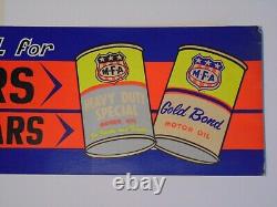 1960s RARE OLD VINTAGE MFA OIL SIGN OIL CAN ADVERTISING SIGN MFA GOLD BOND OIL