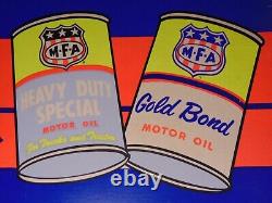 1960s RARE OLD VINTAGE MFA OIL SIGN OIL CAN ADVERTISING SIGN MFA GOLD BOND OIL