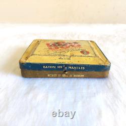 1960s Vintage Rayon 999 Mantle Advertising Tin Box Rare Collectible Old TN354