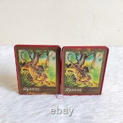 1960s Vintage Tiger Graphics Apsara Crayons Advertising Tin Box Rare 2Pcs TI773