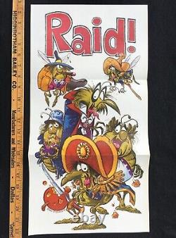 1970s RAID Bugs Poster Vintage Grocery Store Display Very Rare