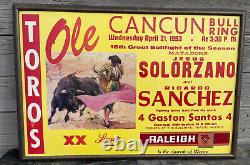 28x19Rare Raleigh Ciggrette XX Lager CANCUN BULL FIGHTING SIGN Vintage Gas Oil