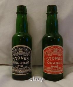 2 RARE Vintage Stone's Advertising Miniature Wine Bottles -Orange & Blackcurrent