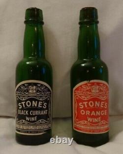 2 RARE Vintage Stone's Advertising Miniature Wine Bottles -Orange & Blackcurrent