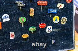 35 Vintage Lapel Pins including dr oetker, SHELL ECT Rare advertising pins
