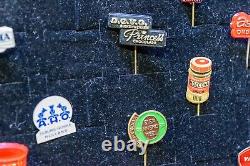 35 Vintage Lapel Pins including dr oetker, SHELL ECT Rare advertising pins