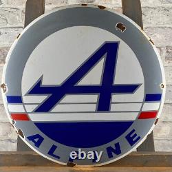 ALPINE Enamel Sign ø 16.1 (41cm) Nice Rare Collector Vintage Porcelain Car Sign