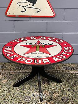 A Stunning Large Rare Vintage French Texaco Enamel Sign Dining / Cafe Table