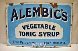 Alembic's Vegetable Tonic Syrup Vintage Enamel Sign Patent Enamel Co London Rare