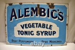Alembic's Vegetable Tonic Syrup Vintage Enamel Sign Patent Enamel Co London Rare