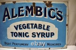 Alembic's Vegetable Tonic Syrup Vintage Enamel Sign Patent Enamel Co London Rare