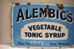 Alembic's Vegetable Tonic Syrup Vintage Enamel Sign Patent Enamel Co London Rare