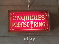 Antique Vintage Collectable Enquiries Please Ring Light Box Sign Rare