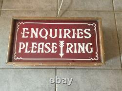 Antique Vintage Collectable Enquiries Please Ring Light Box Sign Rare