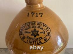 Antique Vintage Large Stoneware Flagon Advertising NORTHAMPTON BREWERY Co RARE