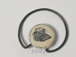 Antique Vintage Smith Premier Typewriter Co Advertising Paperclip Badge RARE