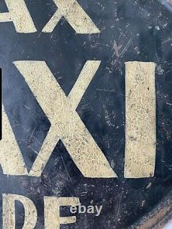 Antique Vintage Taxi Rare Advertising Sign C1930's 6d Painted Metal Not Enamel