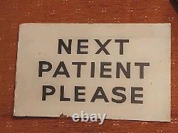 Antique Vintage c1930s Doctors Surgery Glass Next Patient Please Sign Rare