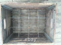 Antique/vintage Borden Milk Crate 47 Wood & Metal With 12 Quart Bottles Rare