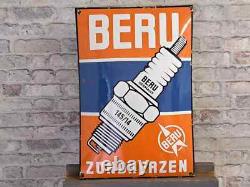 BERU Enamel Sign 23.6x15.7 (60x40cm) Rare Collector Porcelain Vintage Old Decor
