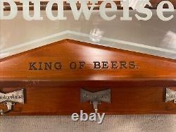 BUDWEISER Bar Mirror Vintage Advertising Wood Sign Coat Hook 18 x 24 Rare