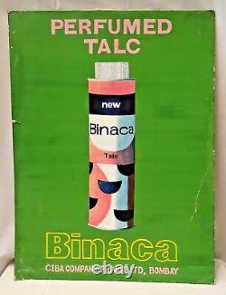 Binaca Perfumed Talc Vintage Advertisement Cardboard Sign Hand Painted 1969 Rare