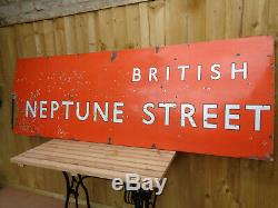 British Neptune Street Hull Vintage Original Enamel Sign Half of Station RARE
