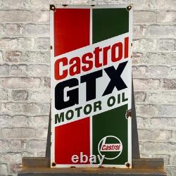 CASTROL Enamel Sign 23.6x11.8 (60x30cm) Rare Vintage Motor Oil Workshop Signage