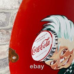 COCA-COLA Enamel Sign ø 16.1 (41cm) Rare Old-Looking Vintage Restaurant