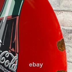 COCA-COLA Enamel Sign ø 16.1 (41cm) Rare Old-Looking Vintage Restaurant