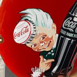 COCA-COLA Enamel Sign ø 16.1 (41cm) Rare Old-Looking Vintage Restaurant