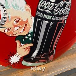 COCA-COLA Enamel Sign ø 16.1 (41cm) Rare Old-Looking Vintage Restaurant