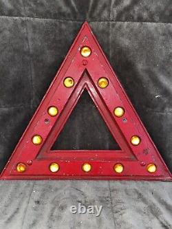 Cast Alloy Vintage Pre Worboys Warning Triangle With Large Bead Reflectors Rare