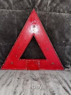 Cast Alloy Vintage Pre Worboys Warning Triangle With Large Bead Reflectors Rare