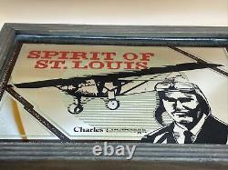 Charles Lindbergh Spirit Louis Vintage St. Rare Mirror Advertising Man Cave Pub
