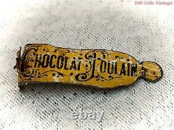 Chocolat Poulain Tin Advertising Figure-French 1880s-Rare Vintage Tin Litho-5cm