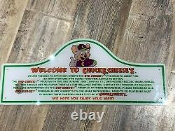 Chuck E Cheese Vintage Welcome To Kid Check Sign Art Showbiz Pizza Place Rare